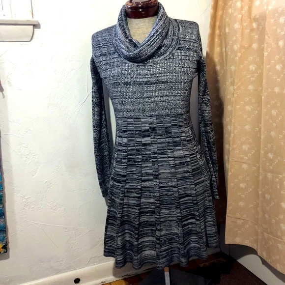 Calvin Klein | Dresses | Calvin Klein Cowl Neck Sweater Dress Black White